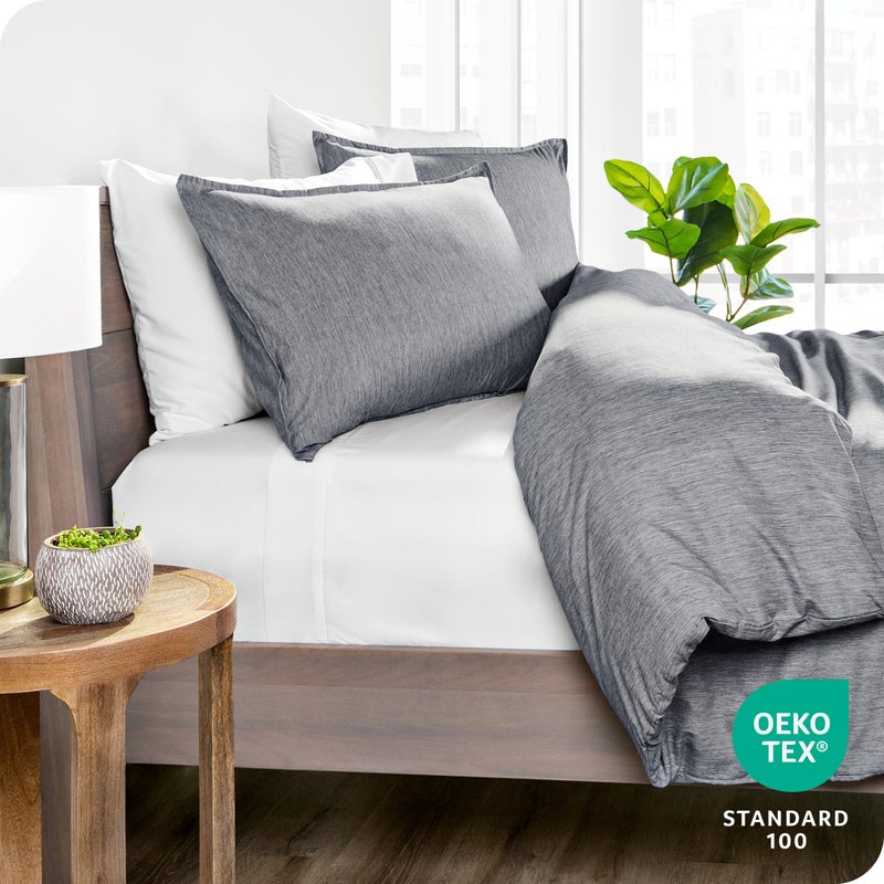 Bare Home Bedding Duvet Cover Full Size - Premium 1800 Super Soft Collection - Lightweight  Duvet Cover - Soft Textured Bedding (Full  Heathered Charcoal) - Image 4